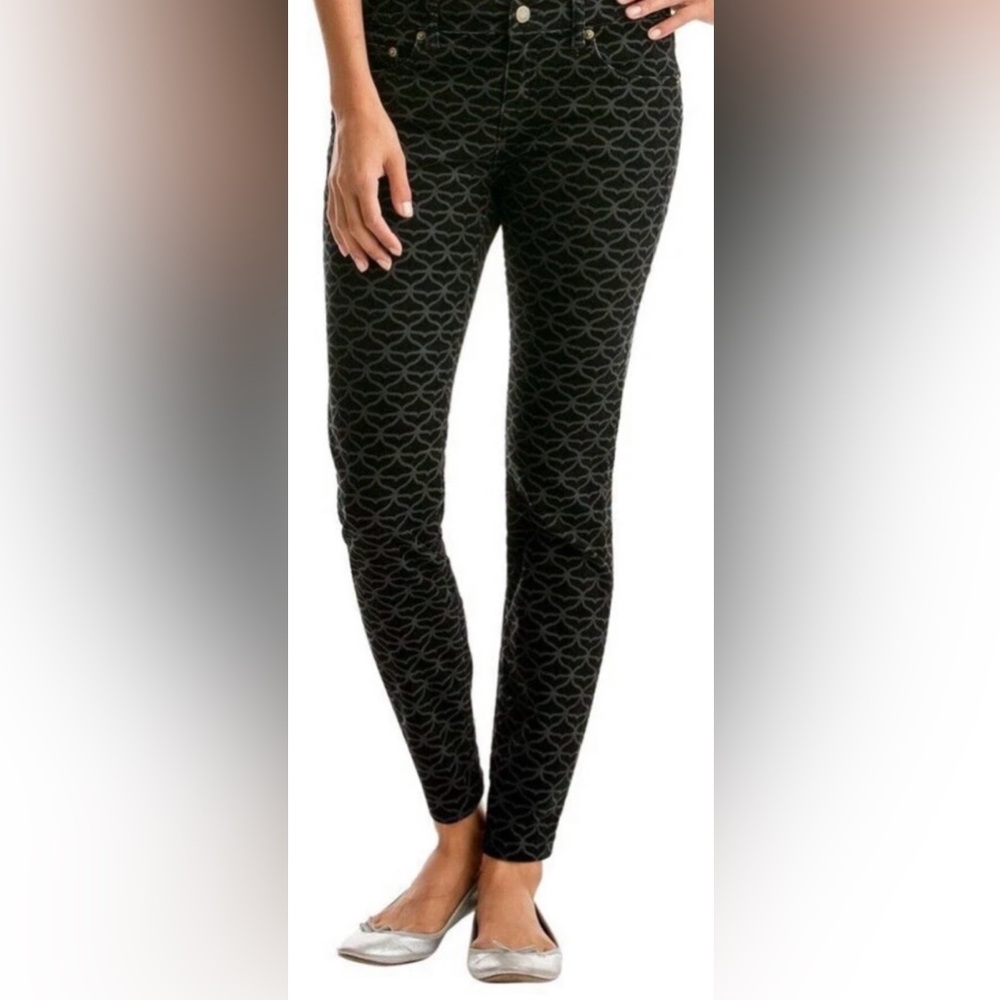 Vineyard Vines Whale Tail Black and Gray Skinny Patterned Corduroy Pants Size 14